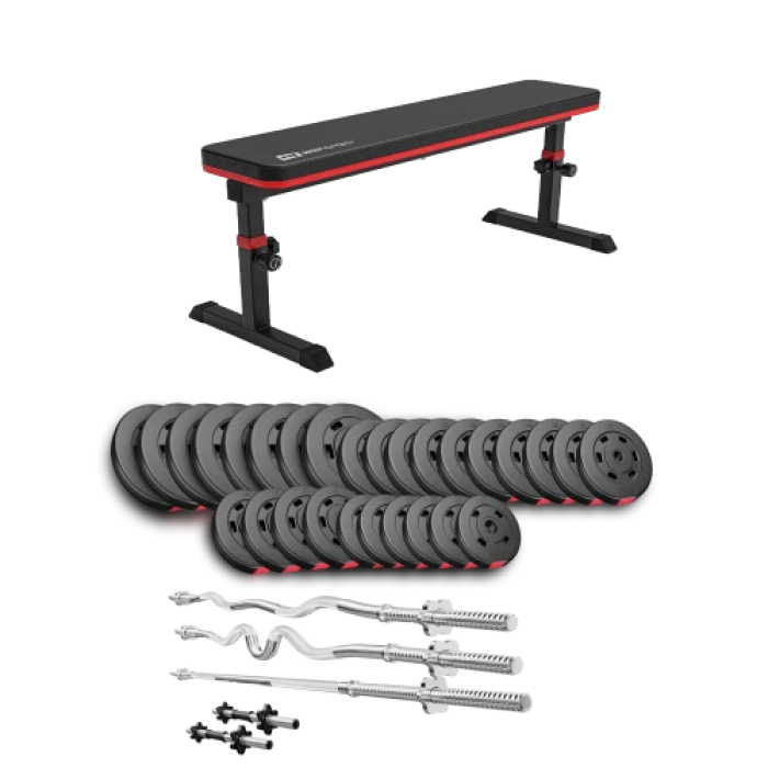 Набор Hop-Sport Premium 173 кг со скамьей HS-1025 Pro, штангами и гантелями