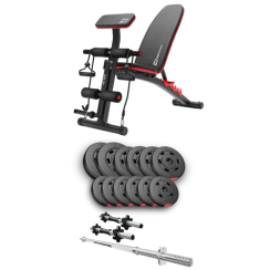 Набір Hop-Sport Premium 38 кг з лавою HS-1035, штангами та гантелями.