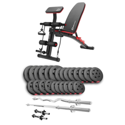 Набір Hop-Sport Premium 135 кг з лавою HS-1035, штангами та гантелями.