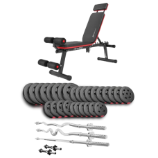 Набір Hop-Sport Premium 173 кг з лавою HS-1035, штангами та гантелями.