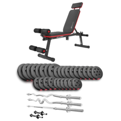 Набір Hop-Sport Premium 173 кг з лавою HS-1035, штангами та гантелями.