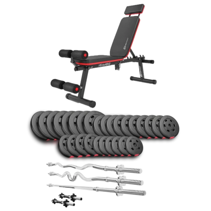 Набір Hop-Sport Premium 173 кг з лавою HS-1035, штангами та гантелями.
