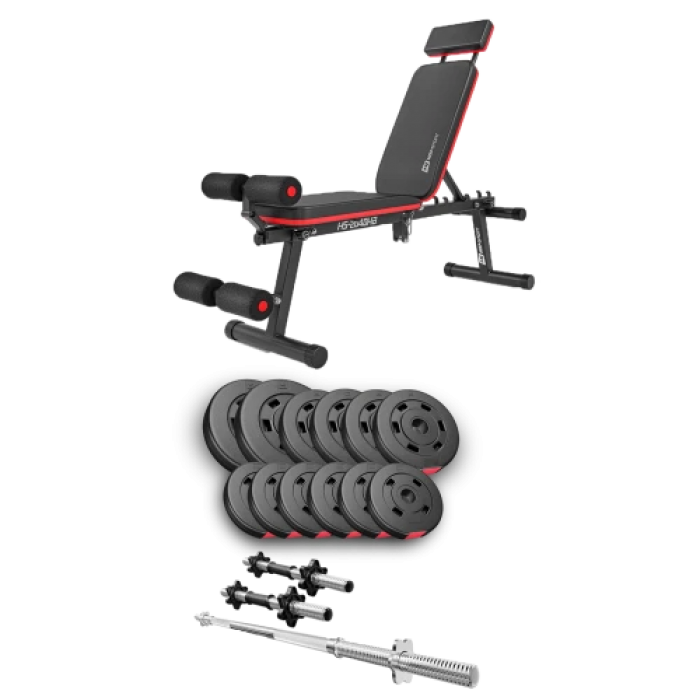 Набір Hop-Sport Premium 38 кг з лавою HS-2040 HB, штангами та гантелями