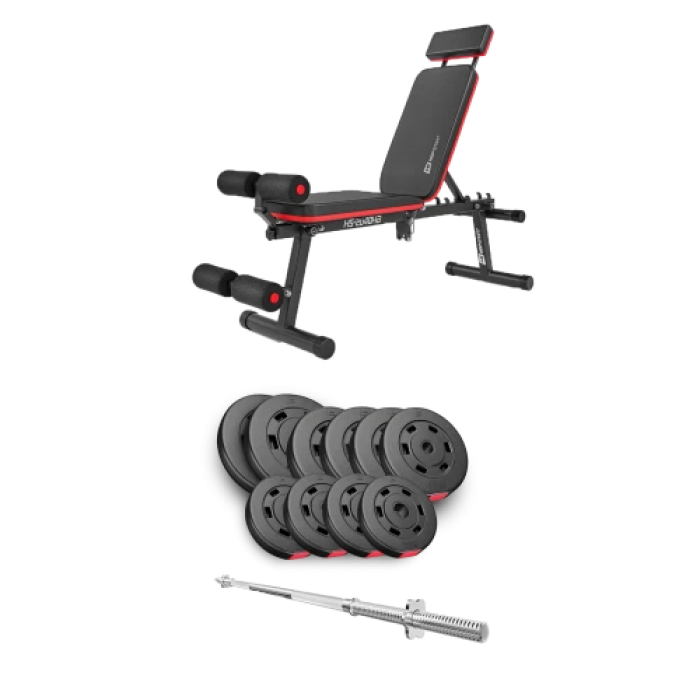 Набір Hop-Sport Premium 59 кг з лавою HS-2040 HB та штангою