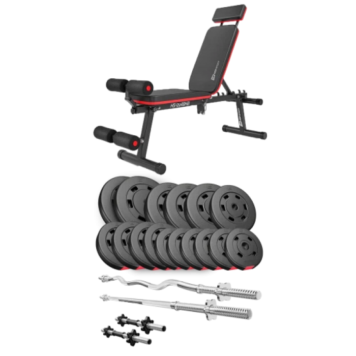 Набір Hop-Sport Premium 75 кг з лавою HS-2040 HB, штангами та гантелями