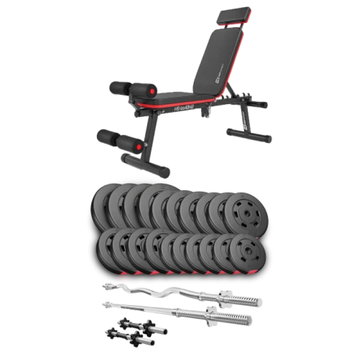 Набор Hop-Sport Premium 105 кг со скамьей HS-2040 HB, штангами и гантелями