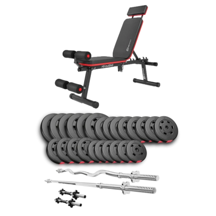 Набір Hop-Sport Premium 135 кг з лавою HS-2040 HB, штангами та гантелями
