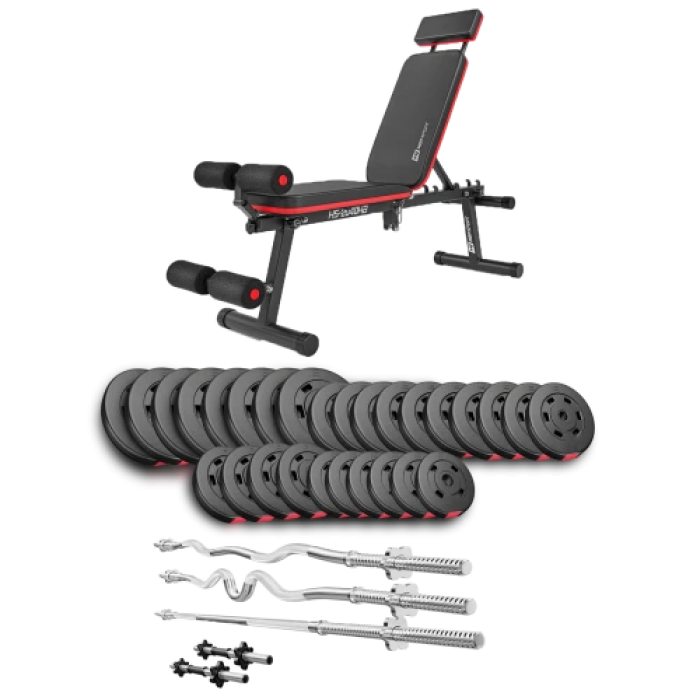 Набір Hop-Sport Premium 173 кг з лавою HS-2040 HB, штангами та гантелями
