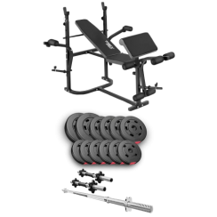 Набір Hop-Sport Premium 38 кг з лавою ТХ-020, штангами та гантелями