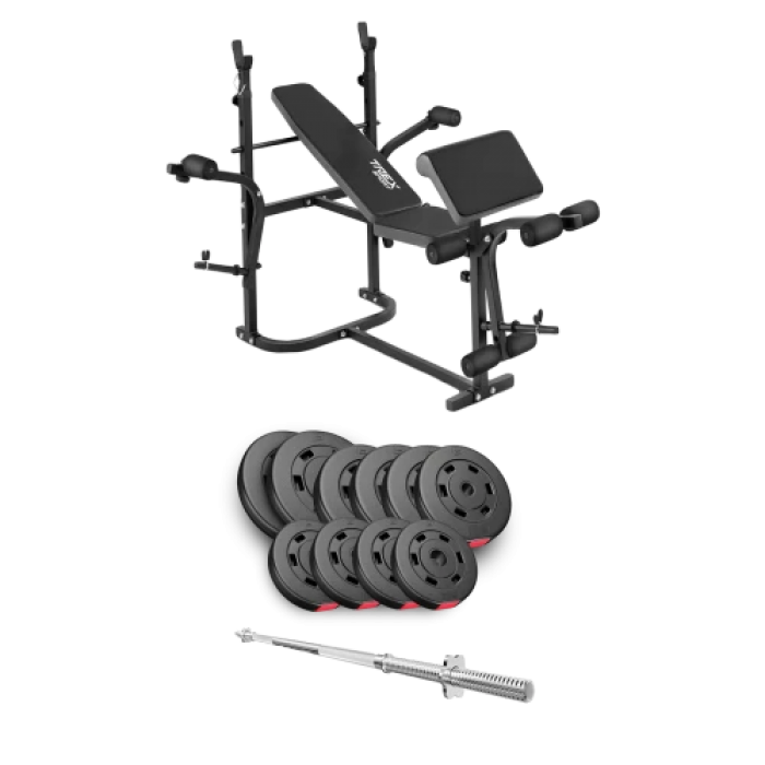 Набір Hop-Sport Premium 59 кг з лавою TX-020 та штангою