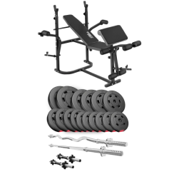 Набір Hop-Sport Premium 75 кг з лавою TX-020, штангами та гантелями
