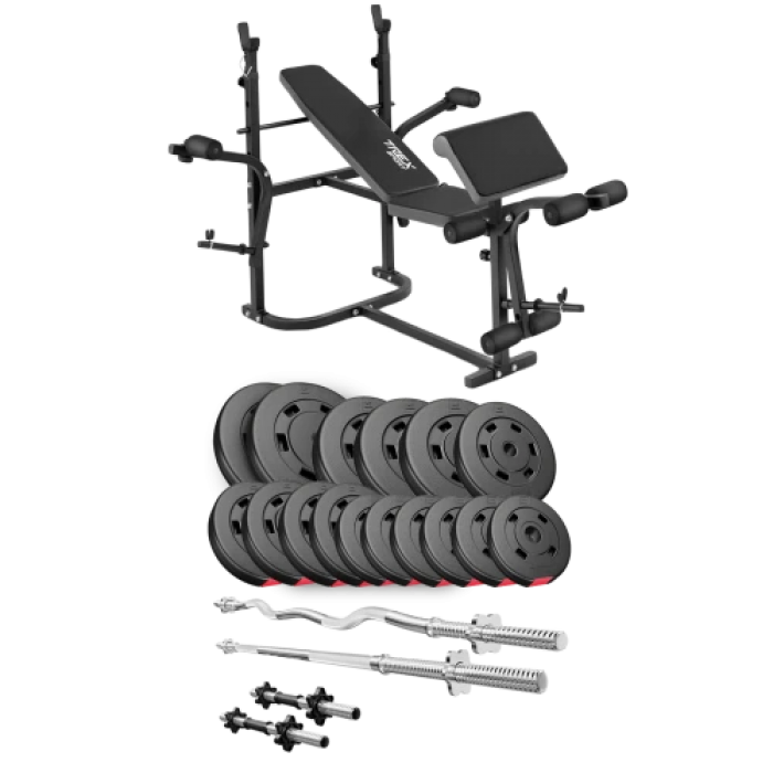 Набір Hop-Sport Premium 75 кг з лавою TX-020, штангами та гантелями