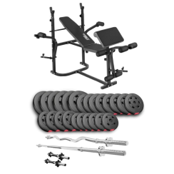 Набір Hop-Sport Premium 135 кг з лавою TX-020, штангами та гантелями
