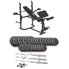 Набір Hop-Sport Premium 173 кг з лавою TX-020, штангами та гантелями