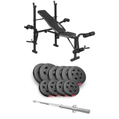 Набір Hop-Sport Premium 59 кг з лавою TX-055 та штангою