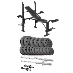 Набір Hop-Sport Premium 75 кг з лавою TX-055, штангами та гантелями
