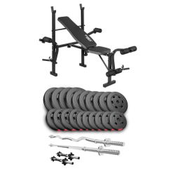 Набір Hop-Sport Premium 105 кг з лавою TX-055, штангами та гантелями