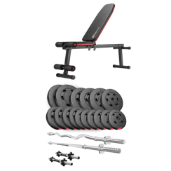 Набір Hop-Sport Premium 75 кг з лавою HS-1010 Pro, штангами та гантелями