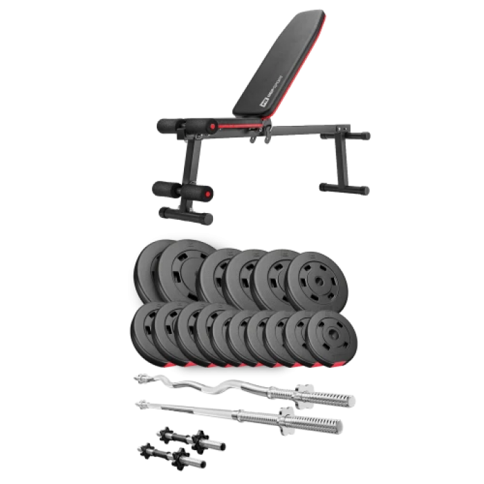 Набір Hop-Sport Premium 75 кг з лавою HS-1010 Pro, штангами та гантелями