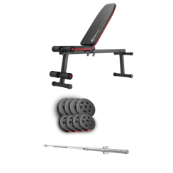 Набір Hop-Sport Premium 39 кг з лавою HS-1010 Pro та штангою