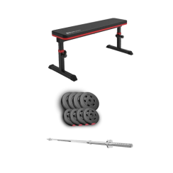 Набір Hop-Sport Premium 39 кг з лавою HS-1025 Pro та штангою