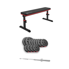 Набір Hop-Sport Premium 69 кг з лавою HS-1025 Pro та штангою