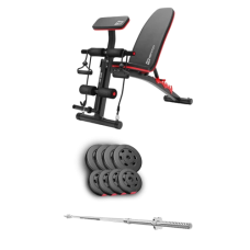 Набір Hop-Sport Premium 39 кг з лавою HS-1035 та штангою