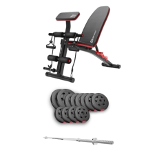 Набір Hop-Sport Premium 69 кг з лавою HS-1035 та штангою