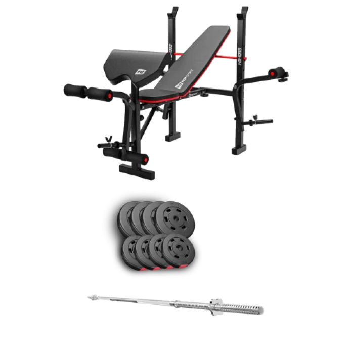 Набір Hop-Sport Premium 39 кг з лавою HS-1055 Pro та штангою