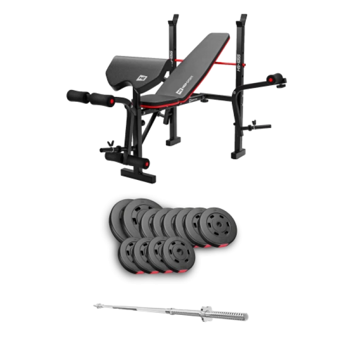 Набір Hop-Sport Premium 69 кг з лавою HS-1055 Pro та штангою