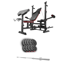 Набір Hop-Sport Premium 39 кг з лавою HS-1075 Pro та штангою