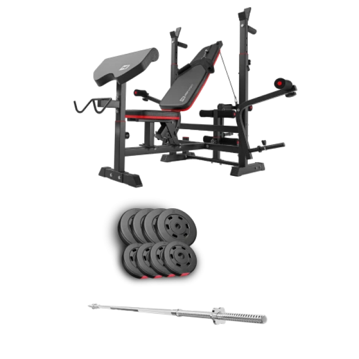 Набір Hop-Sport Premium 39 кг з лавою HS-1075 Pro та штангою