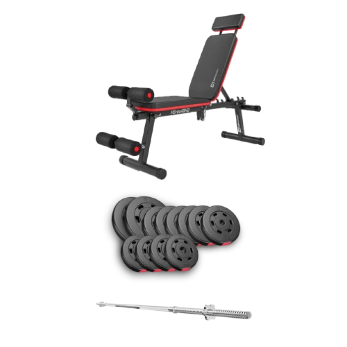 Набір Hop-Sport Premium 69 кг з лавою HS-2040 HB та штангою