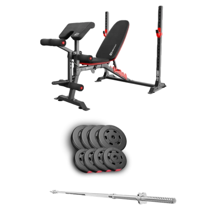 Набір Hop-Sport Premium 39 кг з лавою HS-1095 та штангою