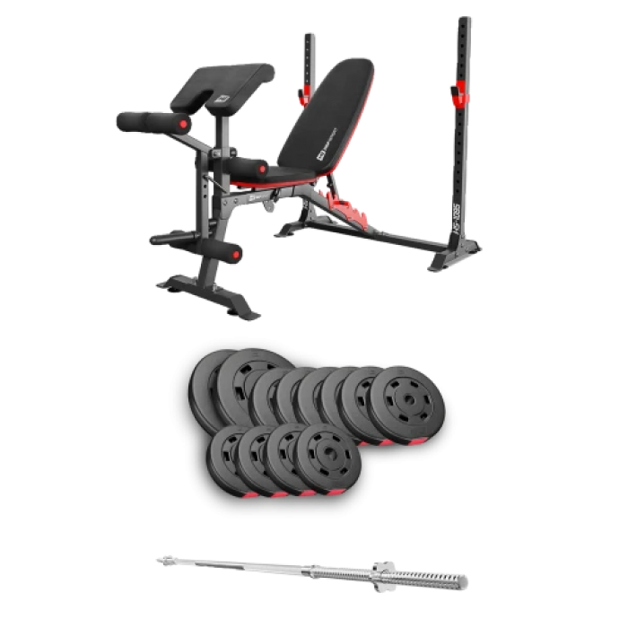 Набір Hop-Sport Premium 69 кг з лавою HS-1095 та штангою