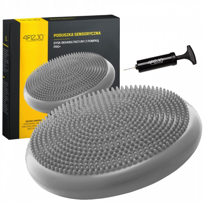 Балансувальна подушка-диск 4FIZJO PRO+ 33 см сенсомоторна, масажна Grey (P-5907739314475)