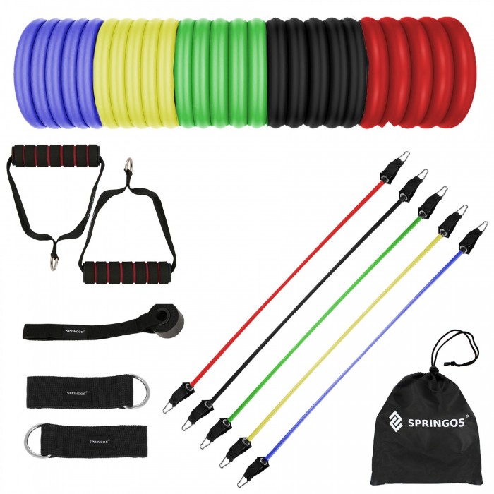 Набір трубчастих еспандерів Springos 4.5-22.7 кг 5 шт універсальний FA0134
