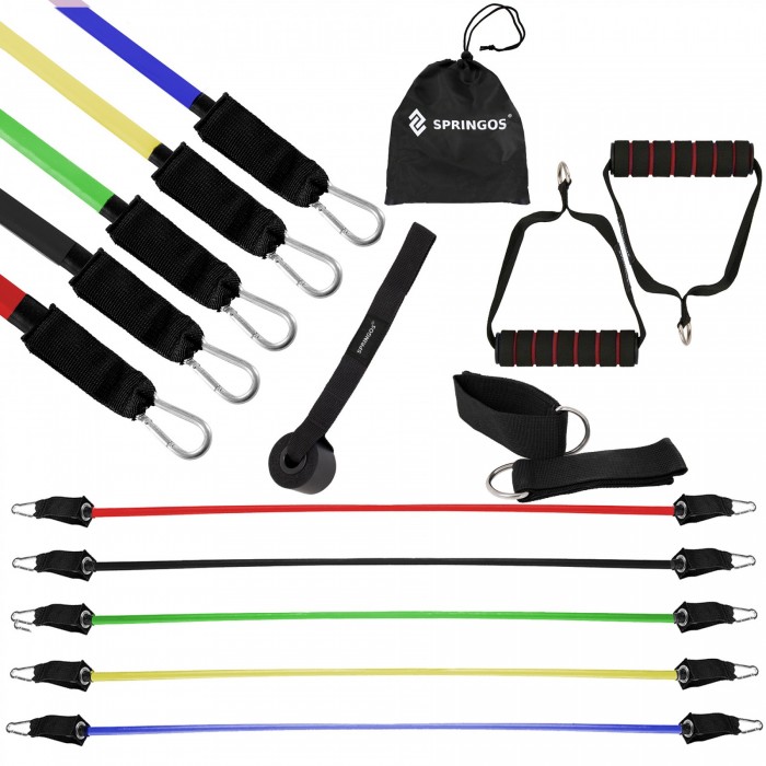 Набір трубчастих еспандерів Springos 4.5-22.7 кг 5 шт універсальний FA0134
