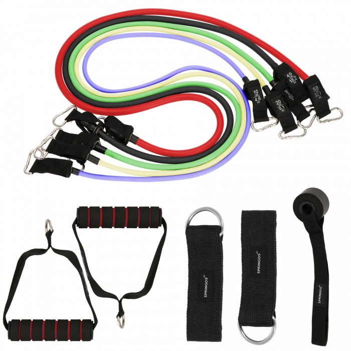 Набір трубчастих еспандерів Springos 4.5-22.7 кг 5 шт універсальний FA0134