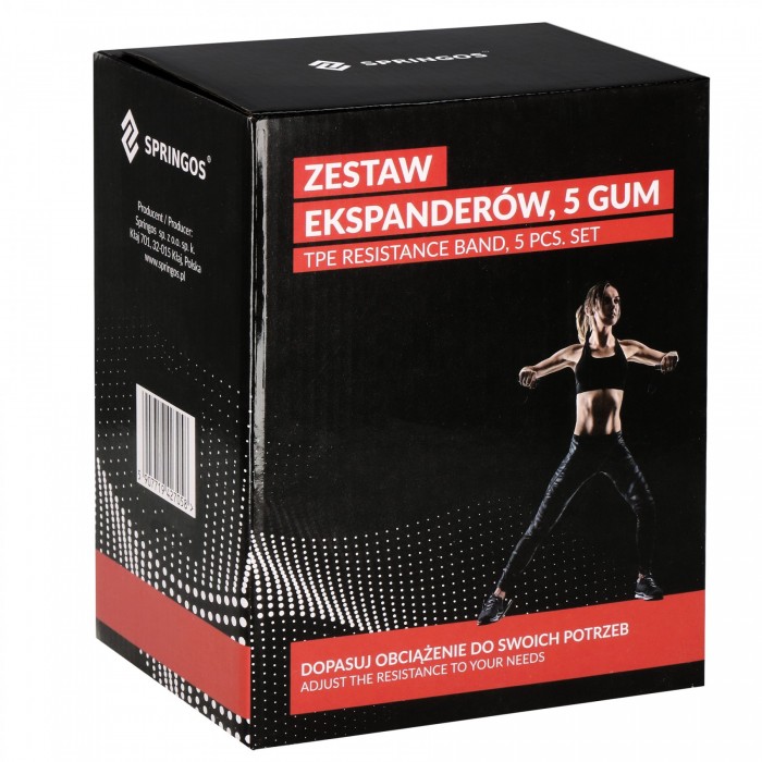 Набір трубчастих еспандерів Springos 4.5-22.7 кг 5 шт універсальний FA0134