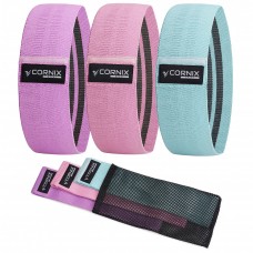 Резинки для фитнеса и спорта тканевые Cornix Hip Band набор 3 шт XR-0048