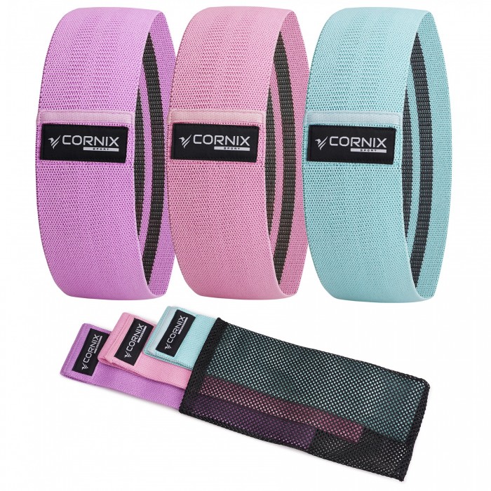 Резинки для фитнеса и спорта тканевые Cornix Hip Band набор 3 шт XR-0048