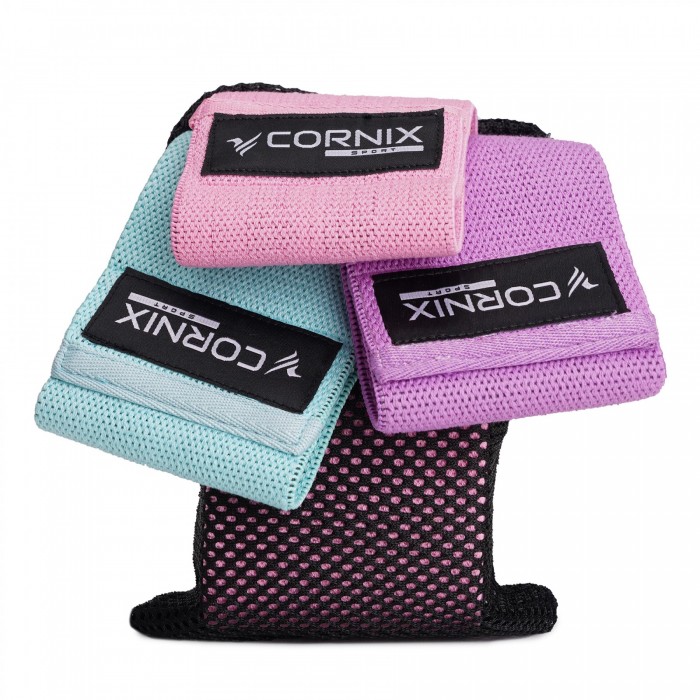 Резинки для фитнеса и спорта тканевые Cornix Hip Band набор 3 шт XR-0048