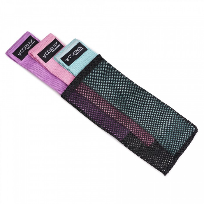 Резинки для фитнеса и спорта тканевые Cornix Hip Band набор 3 шт XR-0048