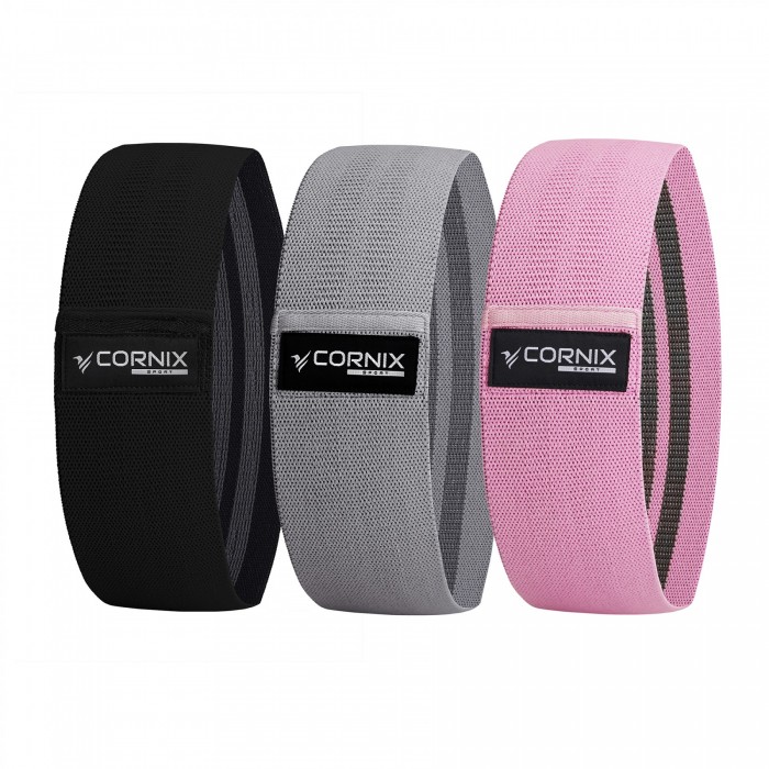 Резинки для фитнеса и спорта тканевые Cornix Hip Band набор 3 шт XR-0050