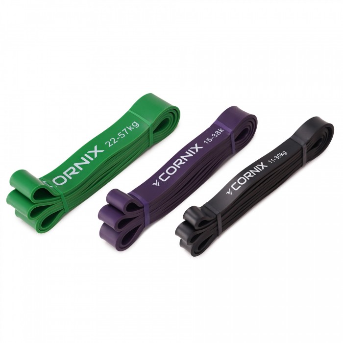 Резинка для подтягивания и спорта Cornix Power Band 11-57 кг набор 3 шт XR-0089
