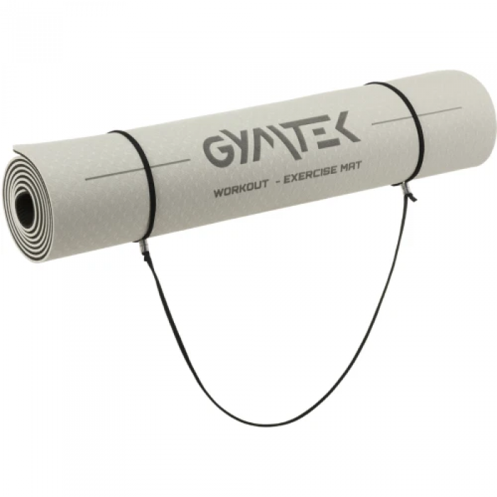 Коврик (мат) для фитнеса и йоги Gymtek ТРЕ 0,6 см серо-черный