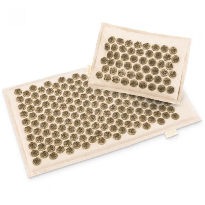 Аплікатор Кузнєцова / Килимок акупунктурний з подушкою Queenfit беж