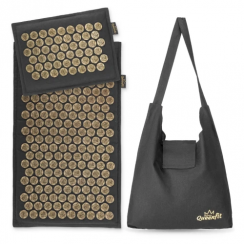 Массажный коврик с подушкой Аппликатор Кузнецова Queenfit черный