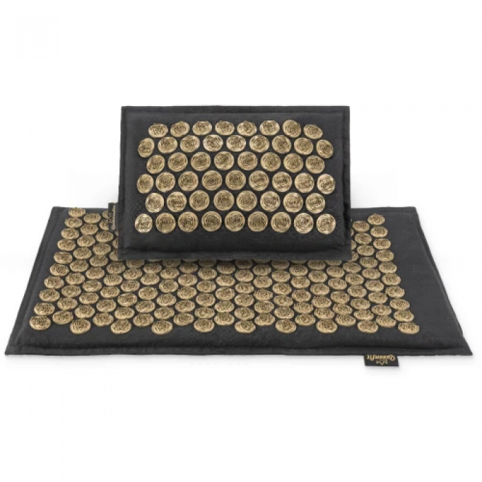 Масажний килимок з подушкою Аплікатор Кузнєцова Queenfit чорний